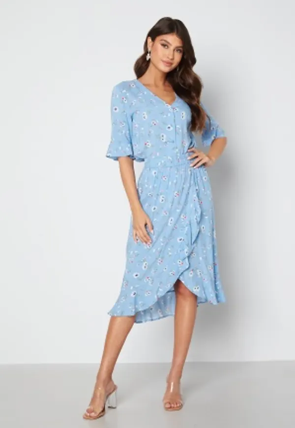 Happy Holly Tamia frill skirt Light blue / Patterned 32/34