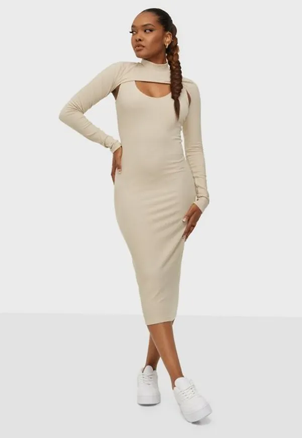 NLY Trend Two Piece Midi Dress Fodralklänningar Beige