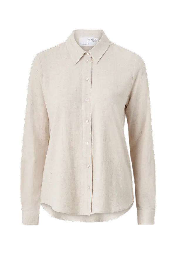 Selected FEMME - Skjorta slfViva LS Shirt - Beige