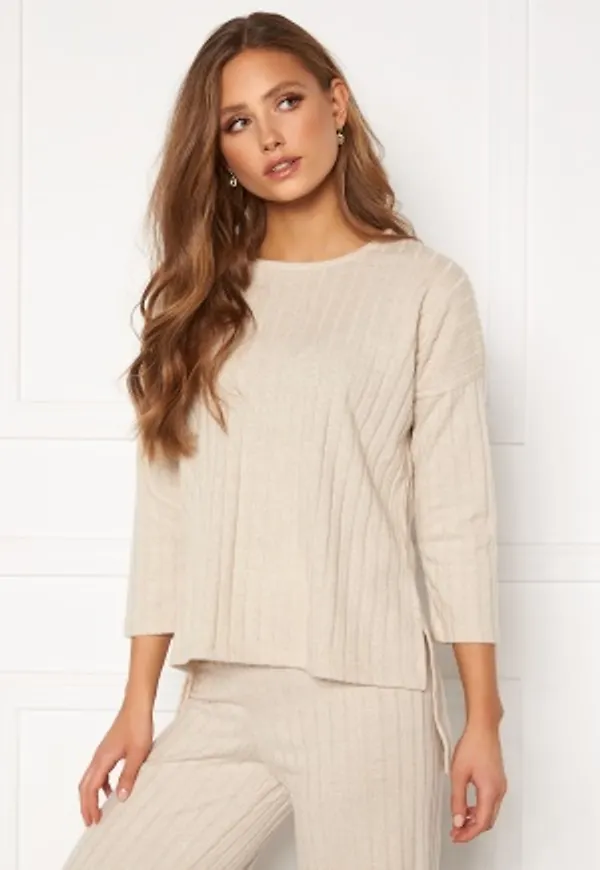 VERO MODA Tilda 3/4 Rib Blouse Creme Brulée XS