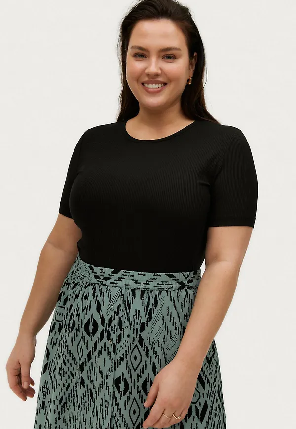 Calvin Klein - Topp Inclusive Rib Crew Neck Top - Svart
