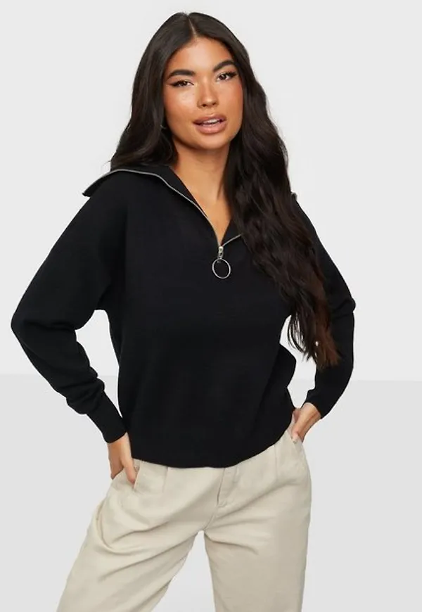 Vero Moda Vmsaba L/S Highneck Blouse Ga Stickade tröjor Black