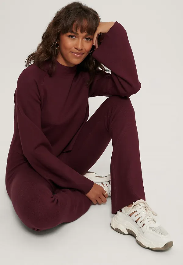 NA-KD Trend Utsvängda Loungebyxor - Burgundy