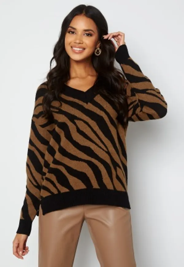 VILA Ril Oversize Knit Top Black Toffee Melange L