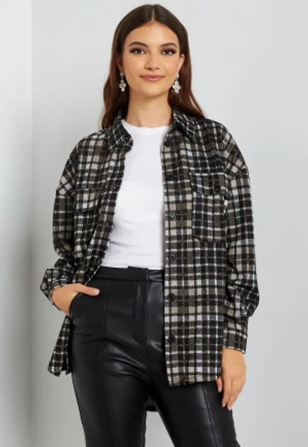 JDY Calle L/S Shirt Black Checks Silver XS