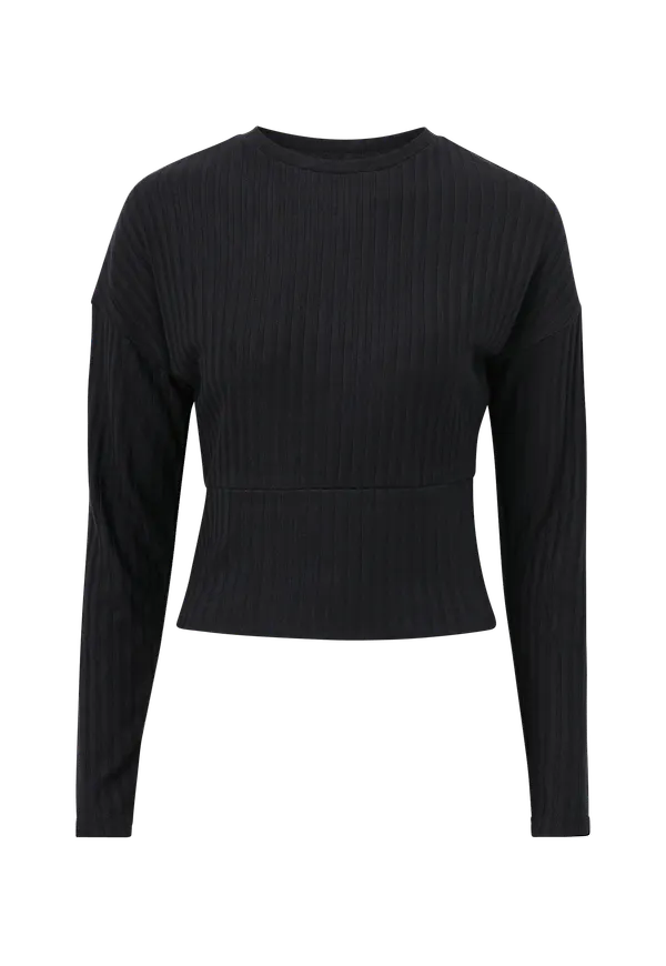 Only - Topp onlDina L/S O-neck Top - Svart