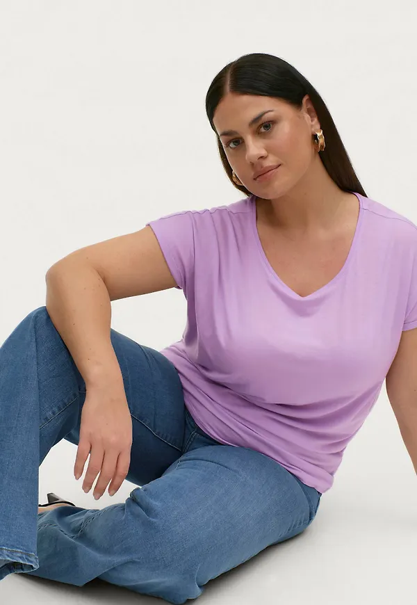 Vero Moda Curve - Topp vmAva Plain SS Top GA Curve Noos - Rosa