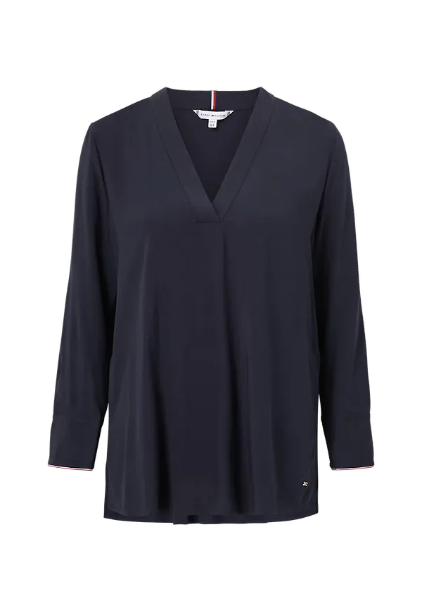 Tommy Hilfiger - Blus Viscose V-NK Blouse Bracelet Slv - Blå