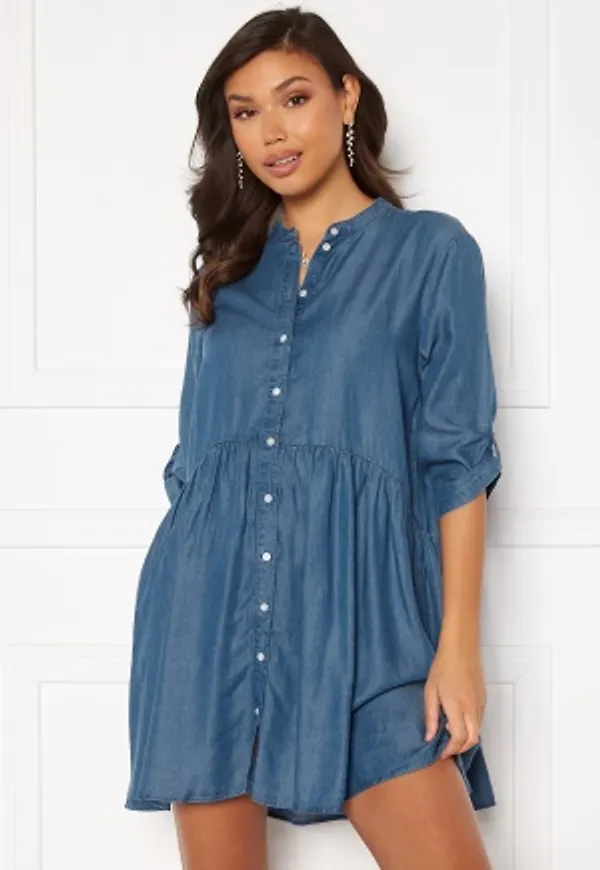 JDY Olivia Life 3/4 Short Dress Medium Blue Denim 36