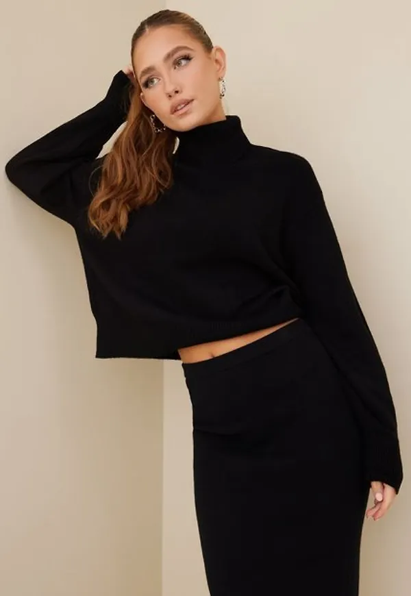 Only Onlnanna L/S Open Back Pullover Knt Stickade tröjor Black