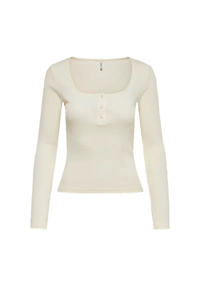 Only - Topp onlNessa L/S Placket Top - Vit