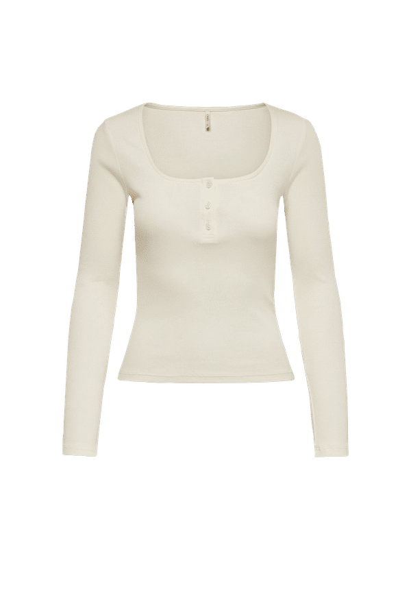 Only - Topp onlNessa L/S Placket Top - Vit