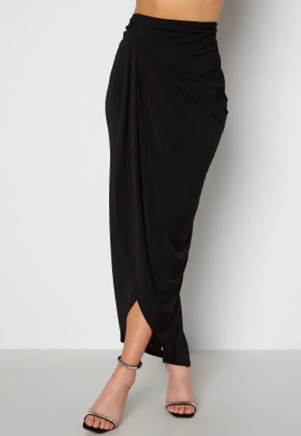 John Zack Rouched Maxi Skirt Black S (UK10)