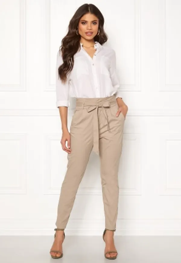 VERO MODA Eva Loose Paperbag Pants Silver Mink XL/30