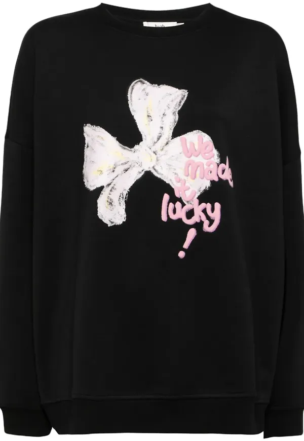 b+ab sweatshirt med grafiskt tryck - Svart