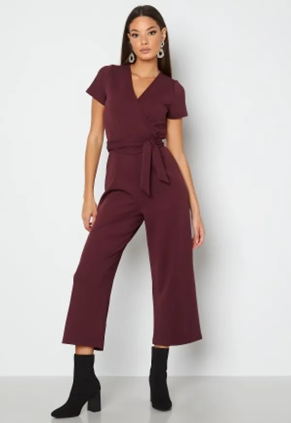 BUBBLEROOM Morah wrap jumpsuit Wine-red M