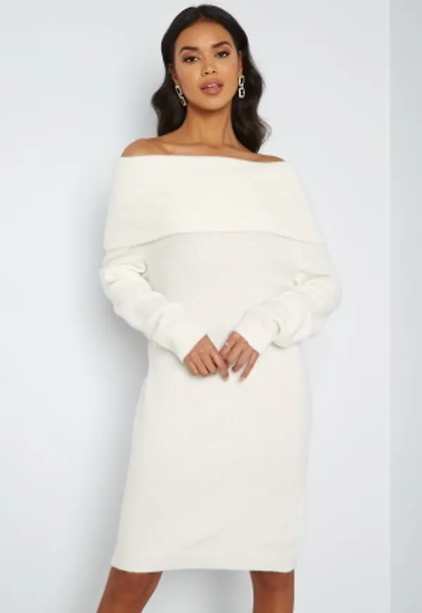 VILA Flinka L/S Knit Dress White Alyssum L