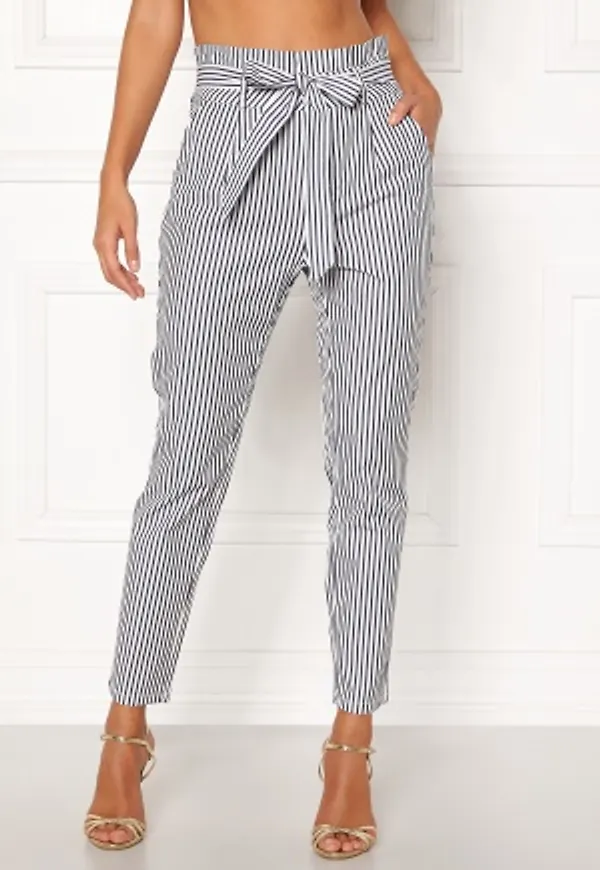 VERO MODA Eva Loose Paperbag Pants Snow White/stripes XS/32