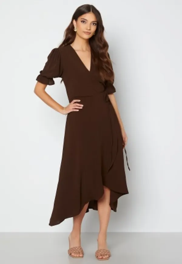 AX Paris Wrap Side Tie Maxi Dress Chocolate M (UK12)