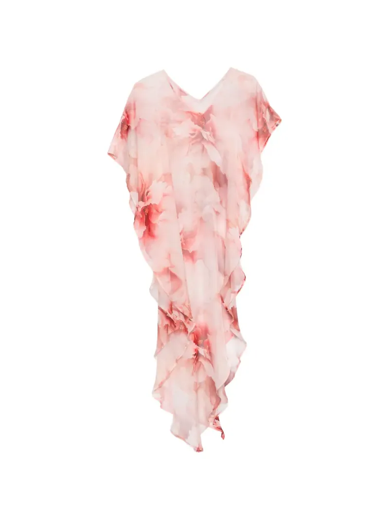 Babylone Paris blommig poncho - Röd
