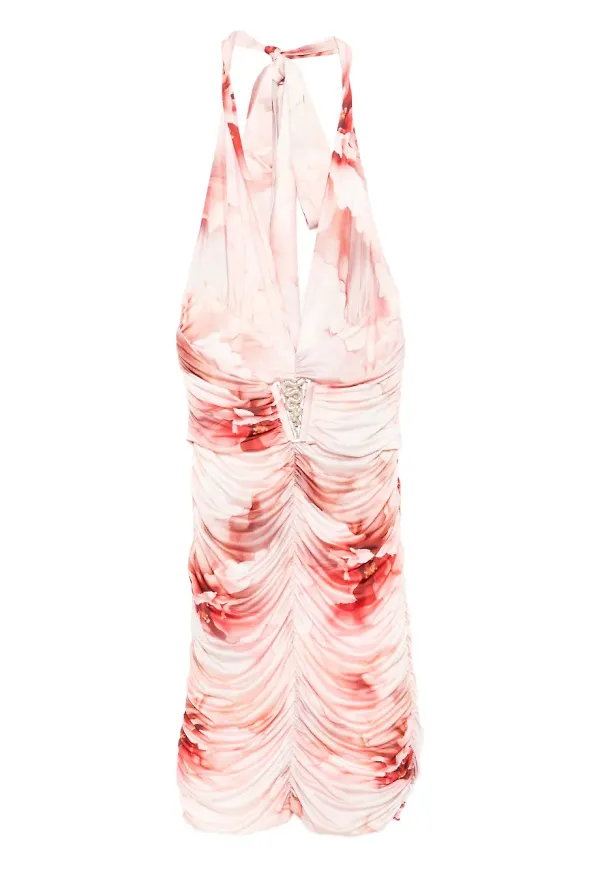 Babylone Paris v-ringad blommig miniklänning - Rosa – Farfetch