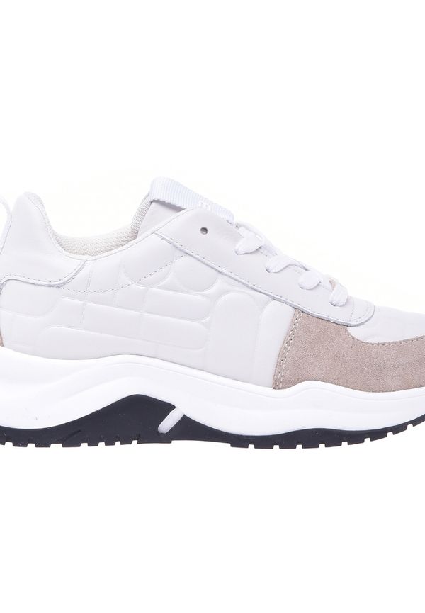 Baldinini Low-top trainers in milk white calfskin Beige, Dam