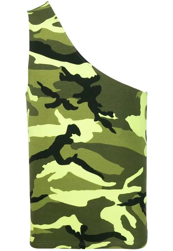 Balenciaga asymmetriskt kamouflagemönstrat linne - Gul