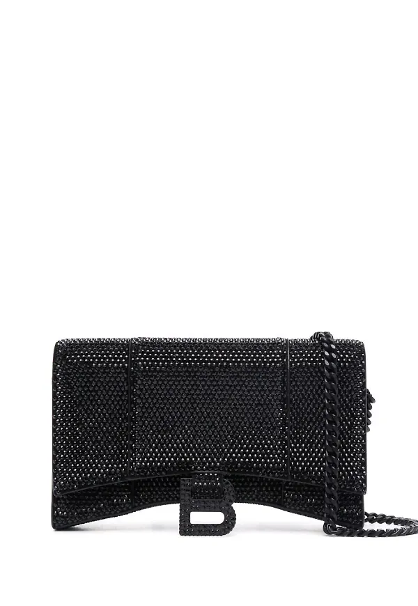 Balenciaga axelremsväska med strass - Svart