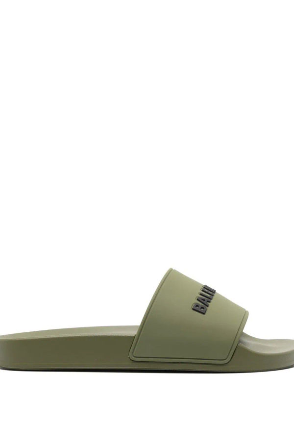 Balenciaga badtofflor med logotyp - Grön