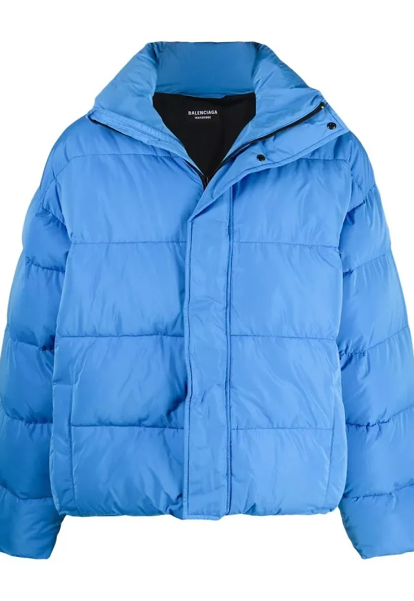 Balenciaga BB puffjacka med logotyp - Blå