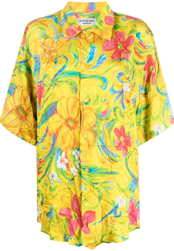Balenciaga blommig kortärmad skjorta - Gul