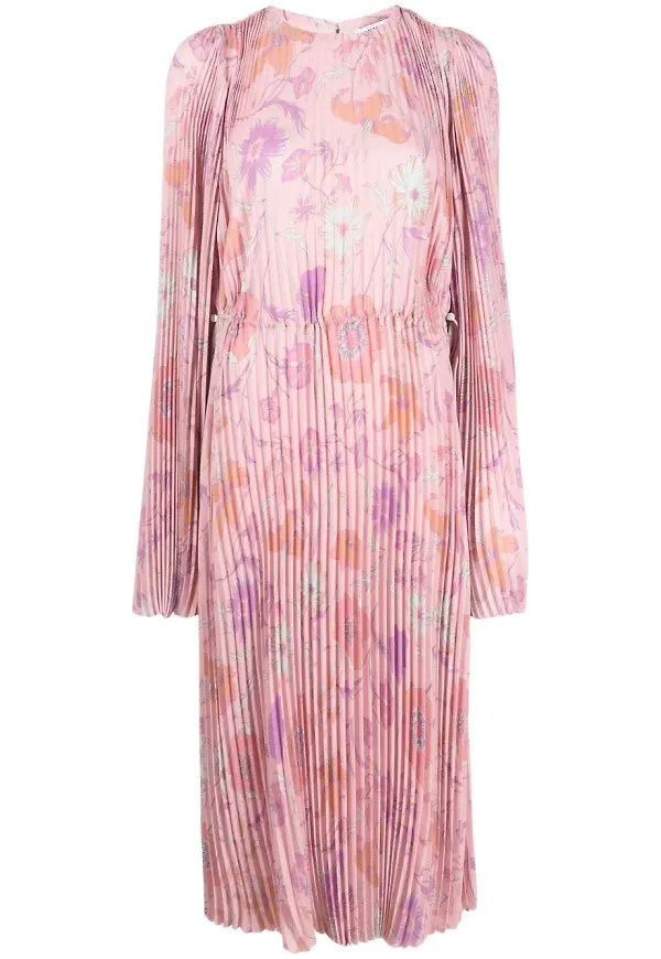 Balenciaga blommig plisserad klänning - Rosa