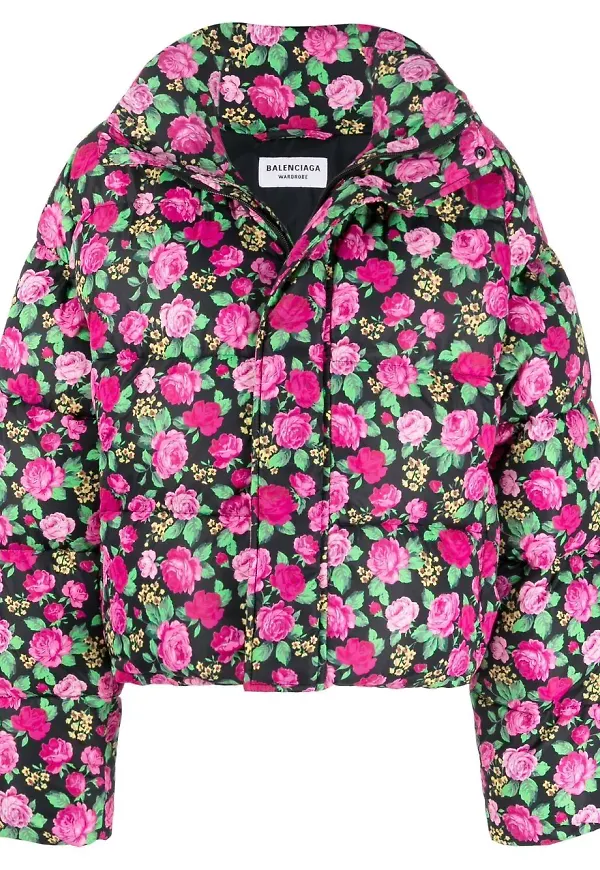 Balenciaga blommig puffjacka - Svart