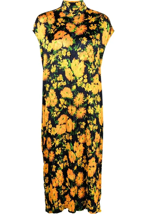 Balenciaga blommig ärmlös klänning - Blå