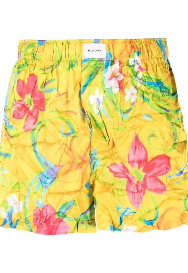 Balenciaga blommiga pyjamasshorts - Gul