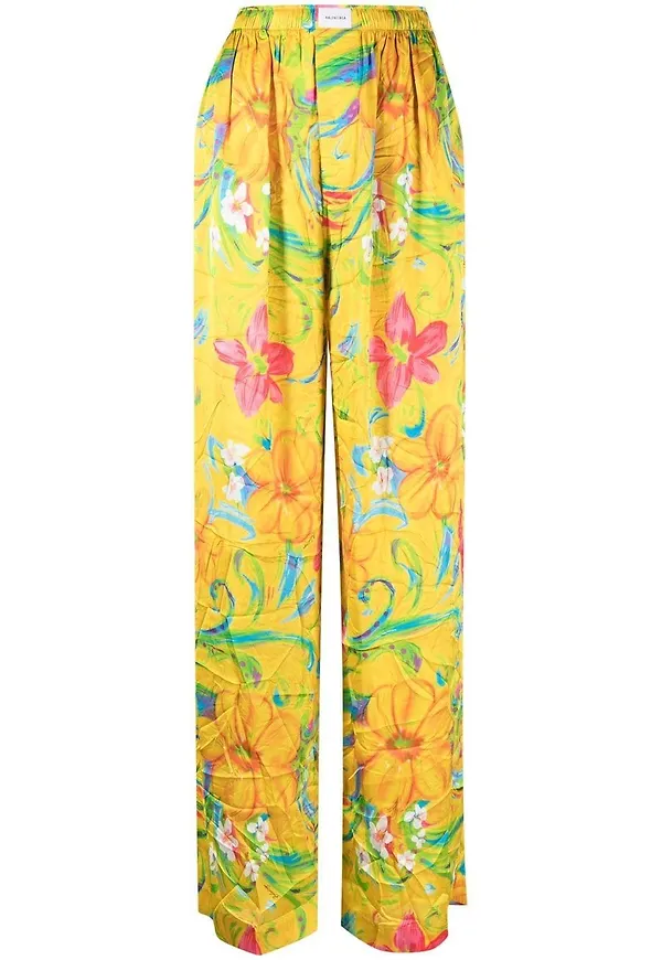 Balenciaga blommiga raka pyjamasbyxor - Gul