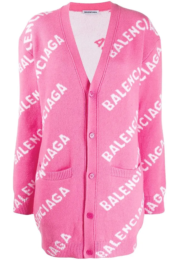 Balenciaga cardigan med logotyp - Rosa