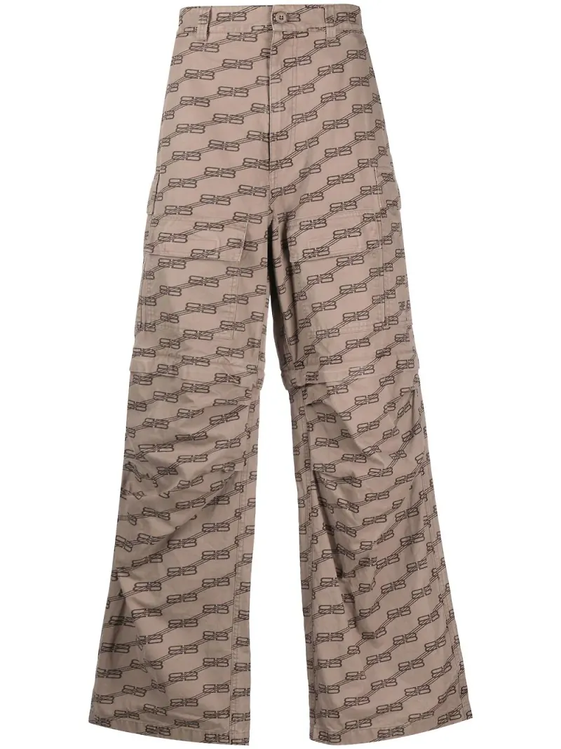 Balenciaga cargobyxor med logotyp - Brun