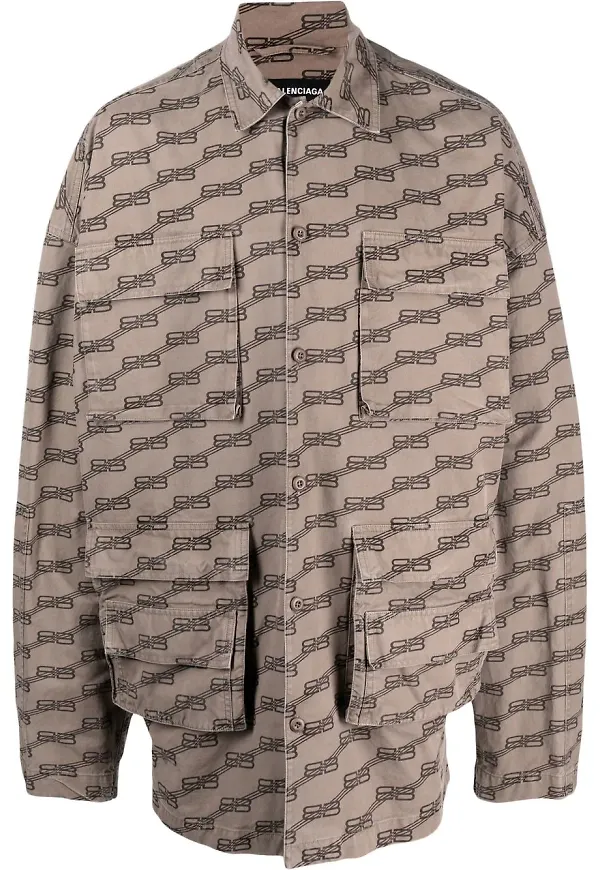 Balenciaga cargoskjorta med monogram - Brun