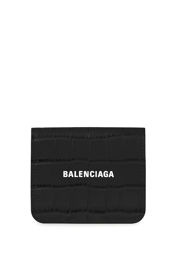 Balenciaga Cash krokodilpräglad mini plånbok - Svart