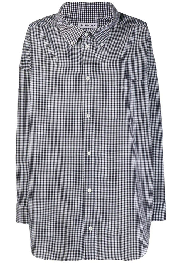 Balenciaga Cocoon Swing ginghamrutig skjorta - Svart