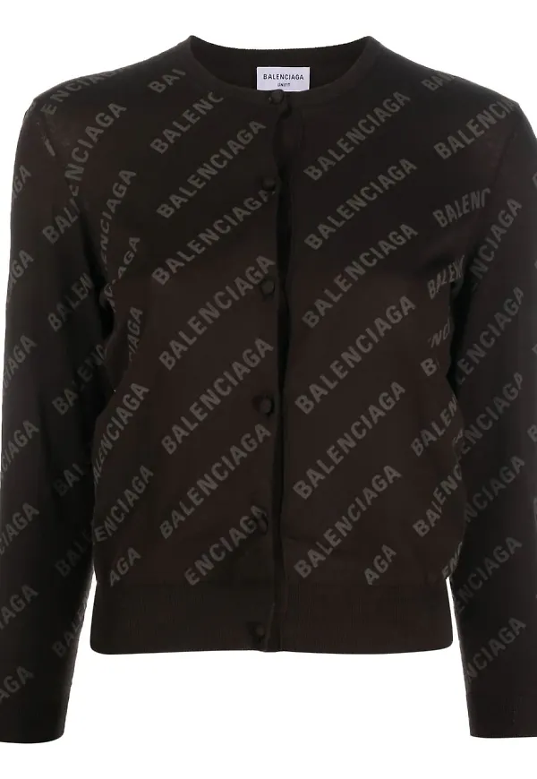 Balenciaga croppad kofta med logotyp - Brun