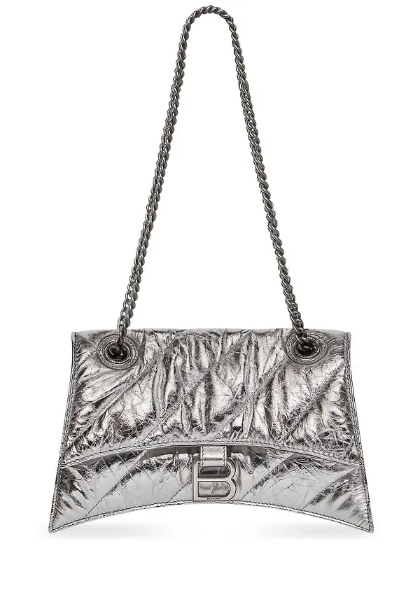 Balenciaga Crusch axelväska med kedjerem - Silverfärgad