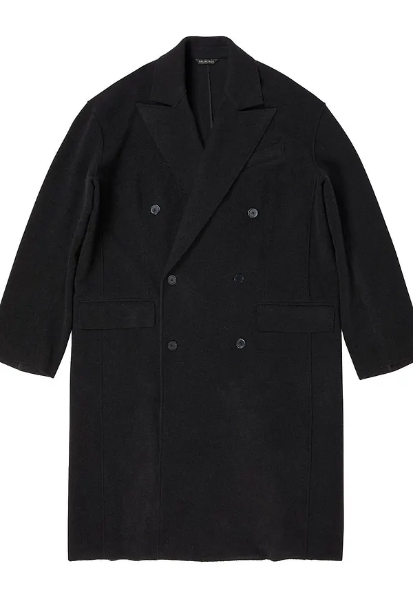 Balenciaga dubbelknäppt kashmirkappa - Svart