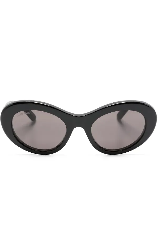 Balenciaga Eyewear runda solglasögon med logotypplakett - Svart