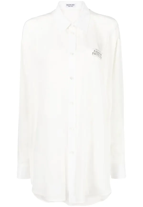 Balenciaga Fashion Institute skjorta i oversize-modell - Vit