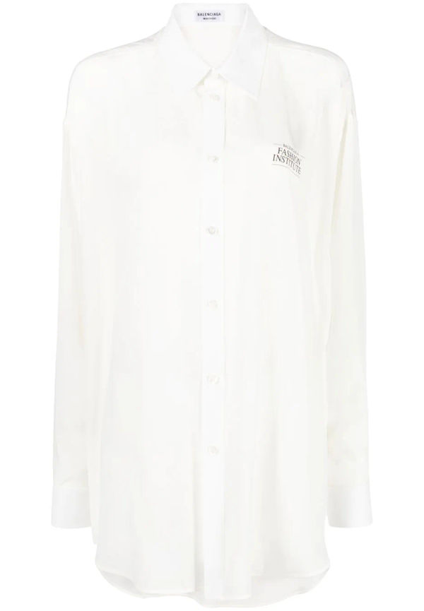 Balenciaga Fashion Institute skjorta i oversize-modell - Vit