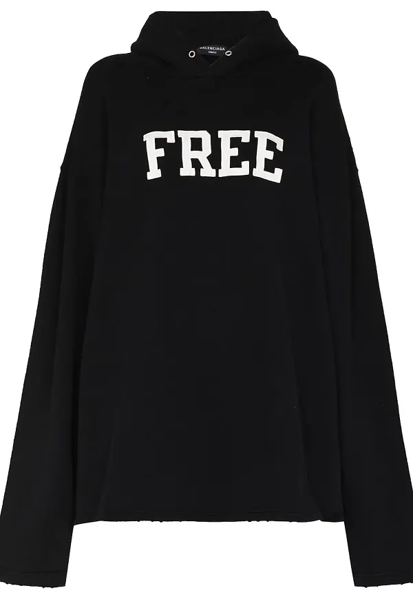 Balenciaga Free oversize-hoodie med logotyp - Svart