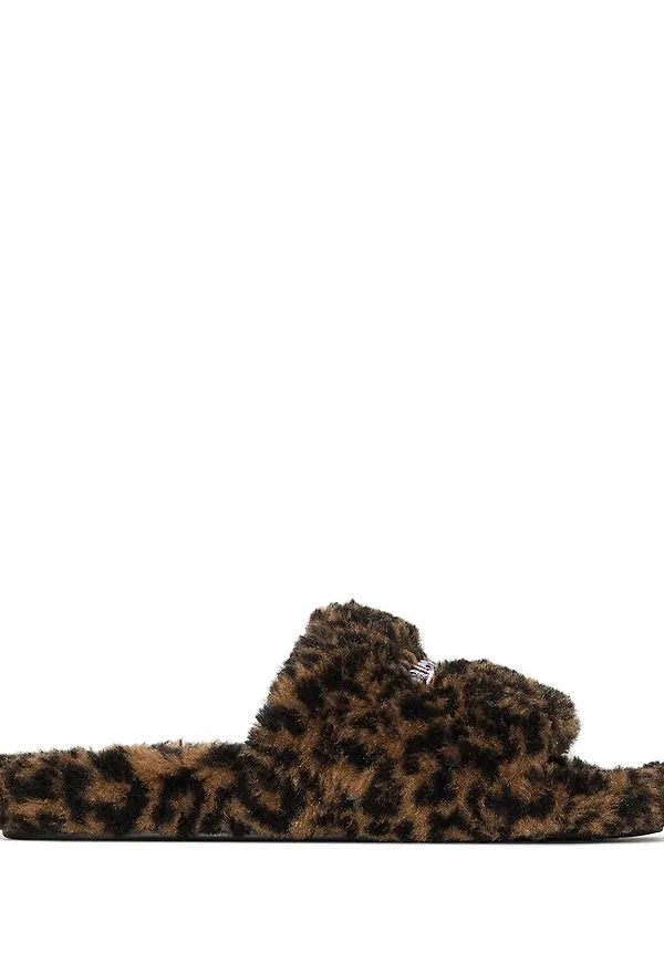 Balenciaga Furry leopardmönstrade tofflor - Brun