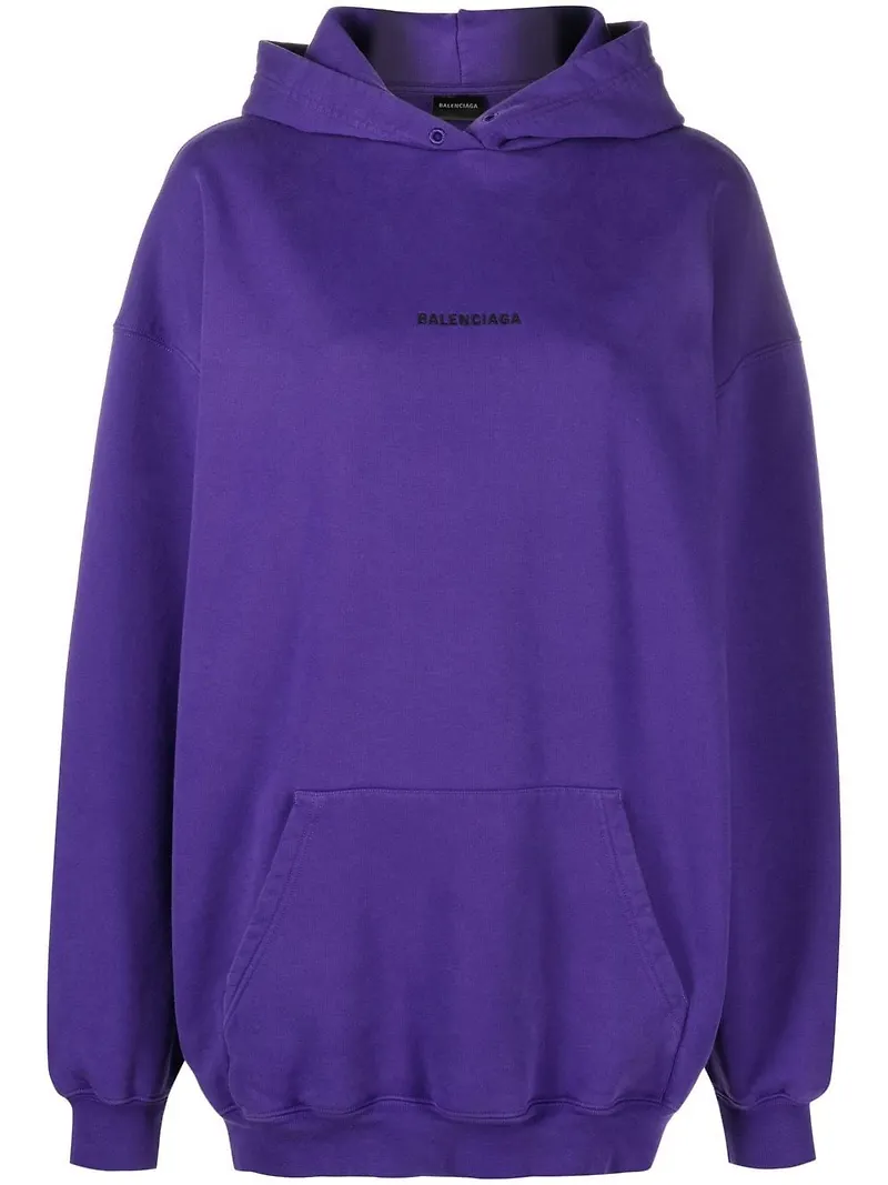 Balenciaga hoodie i oversize-modell med broderad logotyp - Lila